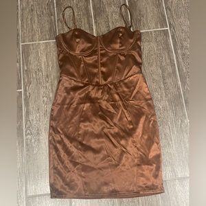 Brown silky corset dress